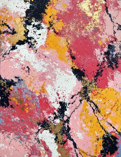 Плакат Абстрактная композиция с яркими цветами и текстурами