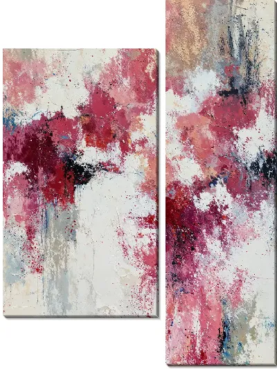 Модульная картина Абстрактная композиция в красных и розовых тонах на светлом фоне
