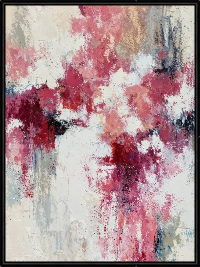 Картина Абстрактная композиция в красных и розовых тонах на светлом фоне