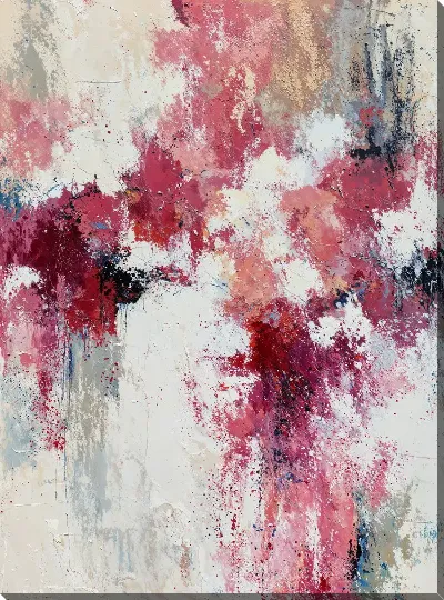 Постер Абстрактная композиция в красных и розовых тонах на светлом фоне