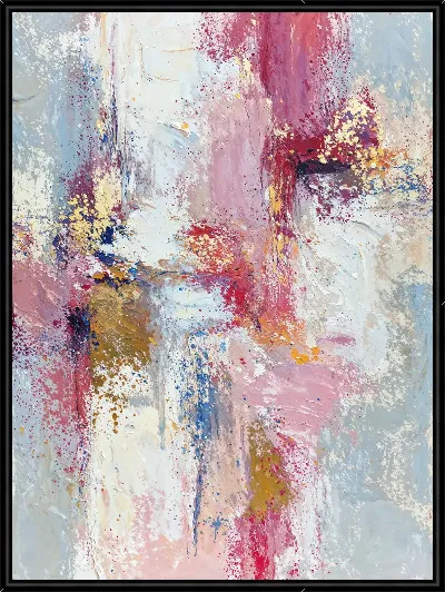 Картина Абстрактная композиция с яркими цветами и текстурами на светлом фоне