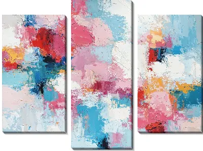 Модульная картина Абстрактная композиция с яркими цветами и текстурой