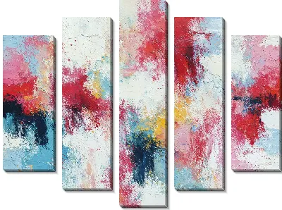 Модульная картина Композиция с абстрактным изображением цветных мазков на белом фоне