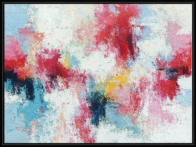 Картина Композиция с абстрактным изображением цветных мазков на белом фоне