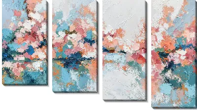 Модульная картина Композиция с цветами и отражениями на воде в ярких тонах