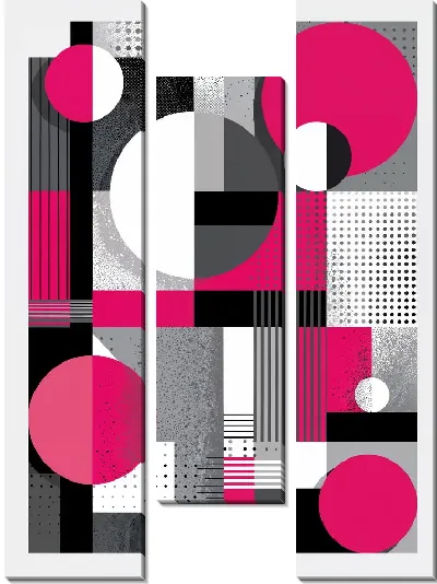 Модульная картина Розовая геометрическая абстракция №35