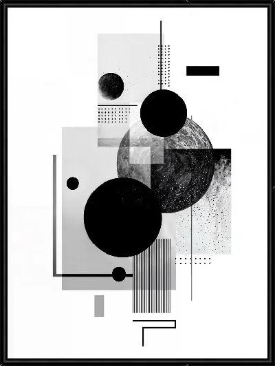 Картина Черно-белая абстракция геометрии №2