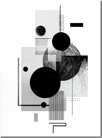 Картина маслом Черно-белая абстракция геометрии №2