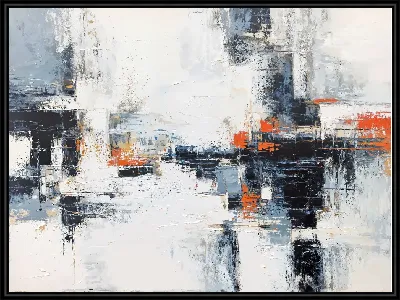 Картина Черно-белая абстракция с синим и оранжевым