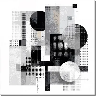Картина маслом Черно-белая геометрическая абстракция