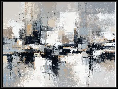 Картина Черно-белая абстракция с бежевым и голубым