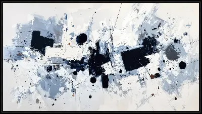 Картина Черно-белая абстракция с синим