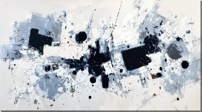 Картина маслом Черно-белая абстракция с синим