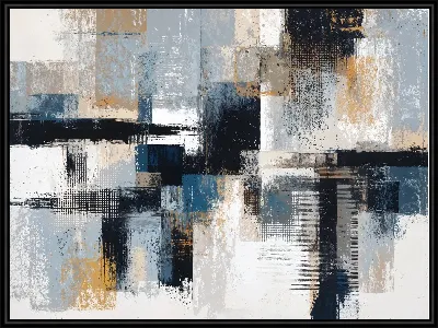 Картина Черно-белая абстракция с синим и коричневым