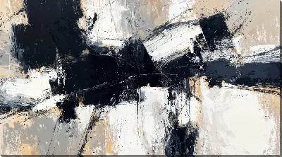 Картина маслом Черно-белая абстракция с бежевым цветом