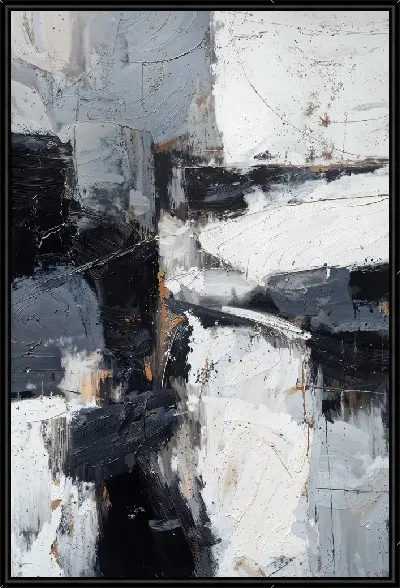 Картина Черно-белая абстракция с синим №2