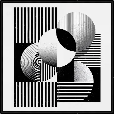 Картина Геометрическая черно-белая абстракция