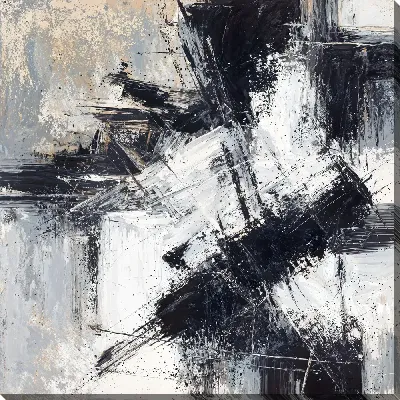 Картина маслом Абстракция черно-белая №3