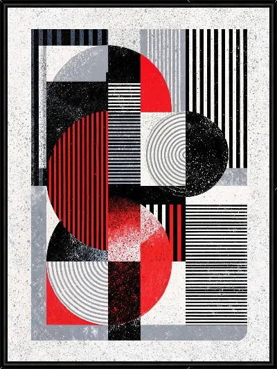 Картина Красно-черно-белая абстракция