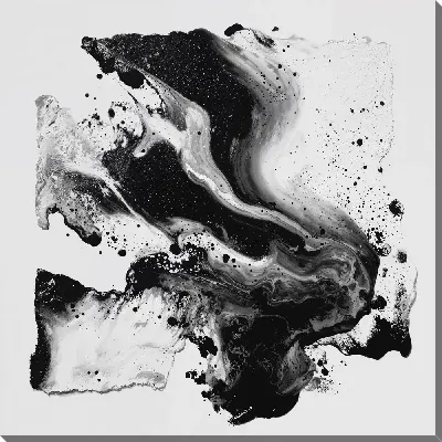 Картина маслом Абстракция черно-белая №19