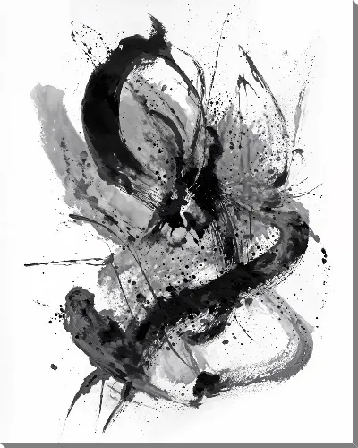 Картина маслом Абстракция черно-белая №20