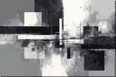 Картина маслом Абстракция черно-белая №21