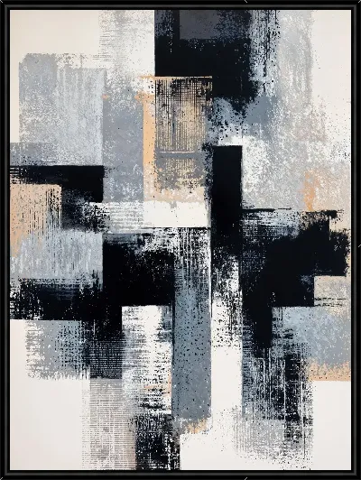 Картина Абстракция черно-белая с бежевым №22