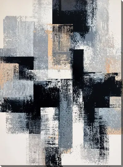 Картина маслом Абстракция черно-белая с бежевым №22