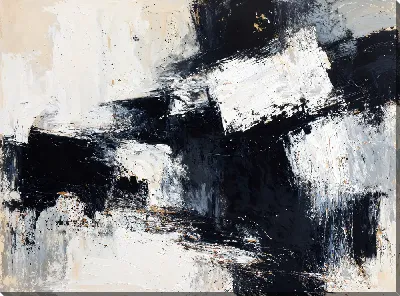 Картина маслом Абстракция черно-белая №23