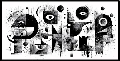 Картина Абстракция черно-белая с глазами