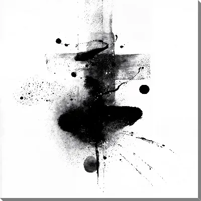 Картина маслом Абстракция черно-белая №30