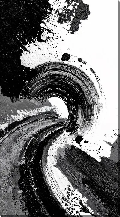 Картина маслом Абстракция черно-белая №36