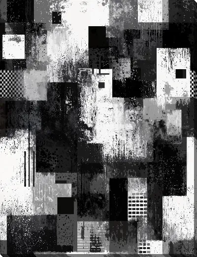 Картина маслом Абстракция черно-белая №38