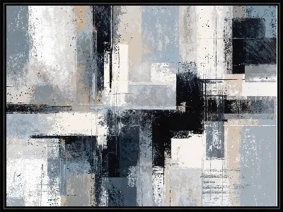 Картина Абстракция черно-бело-синяя №41