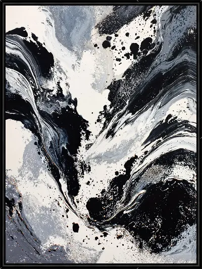 Картина Абстракция черно-бело-синяя №47