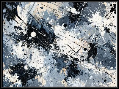 Картина Абстракция черно-бело-сине-бежевая №50