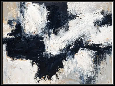 Картина Абстракция черно-бело-бежевая №57