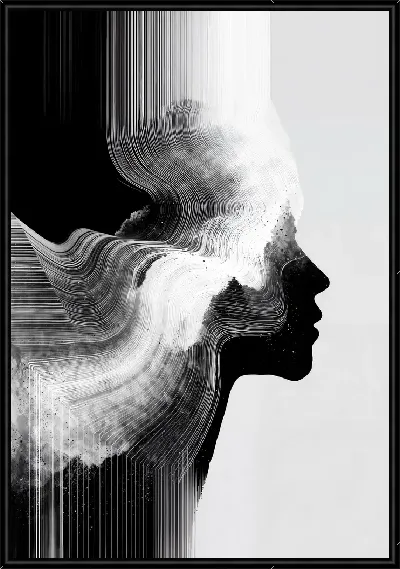 Картина Абстракция черно-белая с лицом