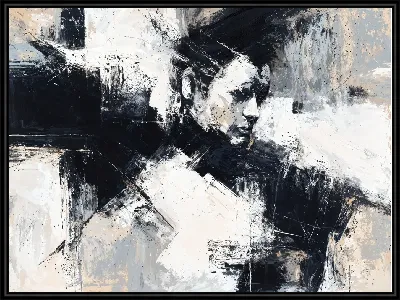 Картина Черно-белая абстракция с лицом