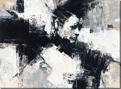 Картина маслом Черно-белая абстракция с лицом