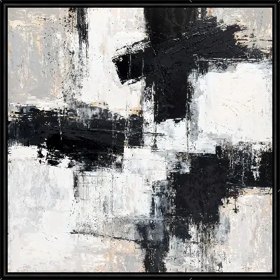 Картина Черно-белая абстракция с бежевым №214