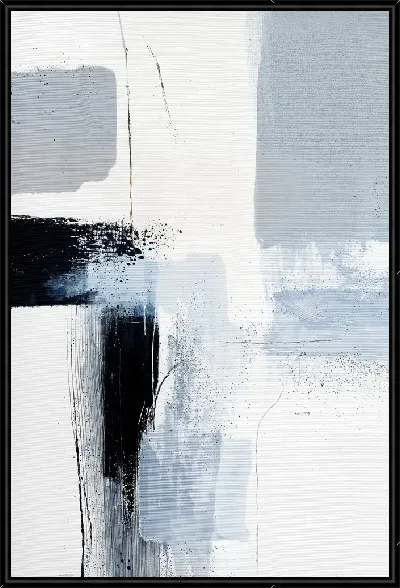 Картина Черно-белая абстракция с синим №224