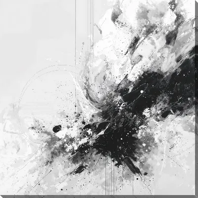 Картина маслом Черно-белая абстракция №254