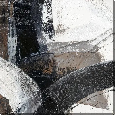 Картина маслом Черно-белая абстракция с коричневым №268