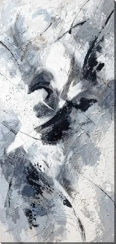 Картина маслом Черно-белая абстракция с синим и бежевым №277