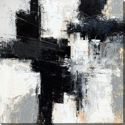 Картина маслом Черно-белая абстракция №278