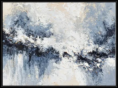 Картина Черно-белая абстракция с синим и бежевым №279