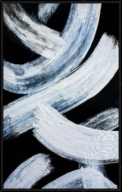 Картина Черно-белая абстракция с синим №281
