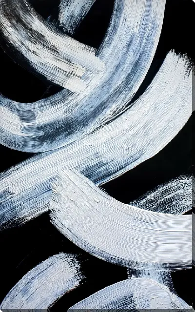 Картина маслом Черно-белая абстракция с синим №281