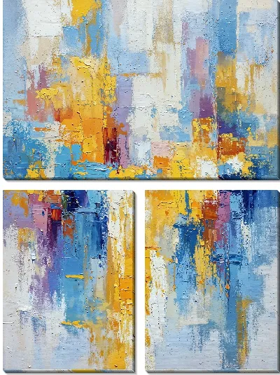 Модульная картина Желтая и синяя абстракция №1